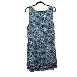 J.Jill blue floral tank midi dress with pin tuck detailing on chest size XL